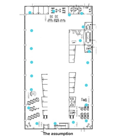 Floor plan with sensors of the assumption of how it should look