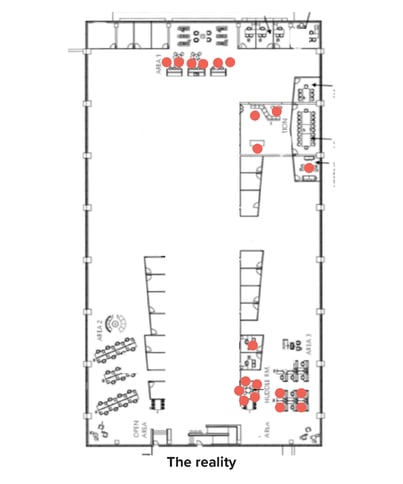 Floor plan with sensors that is the reality of how it should look