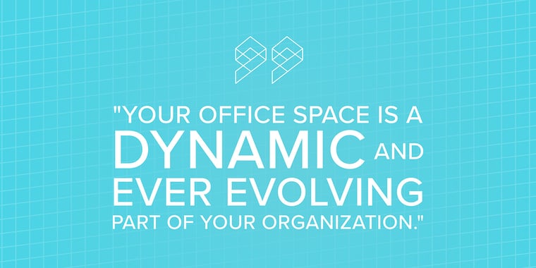 a quote that reads "your office space is a dynamic and ever-evolving part of your organization", by InnerSpace. 