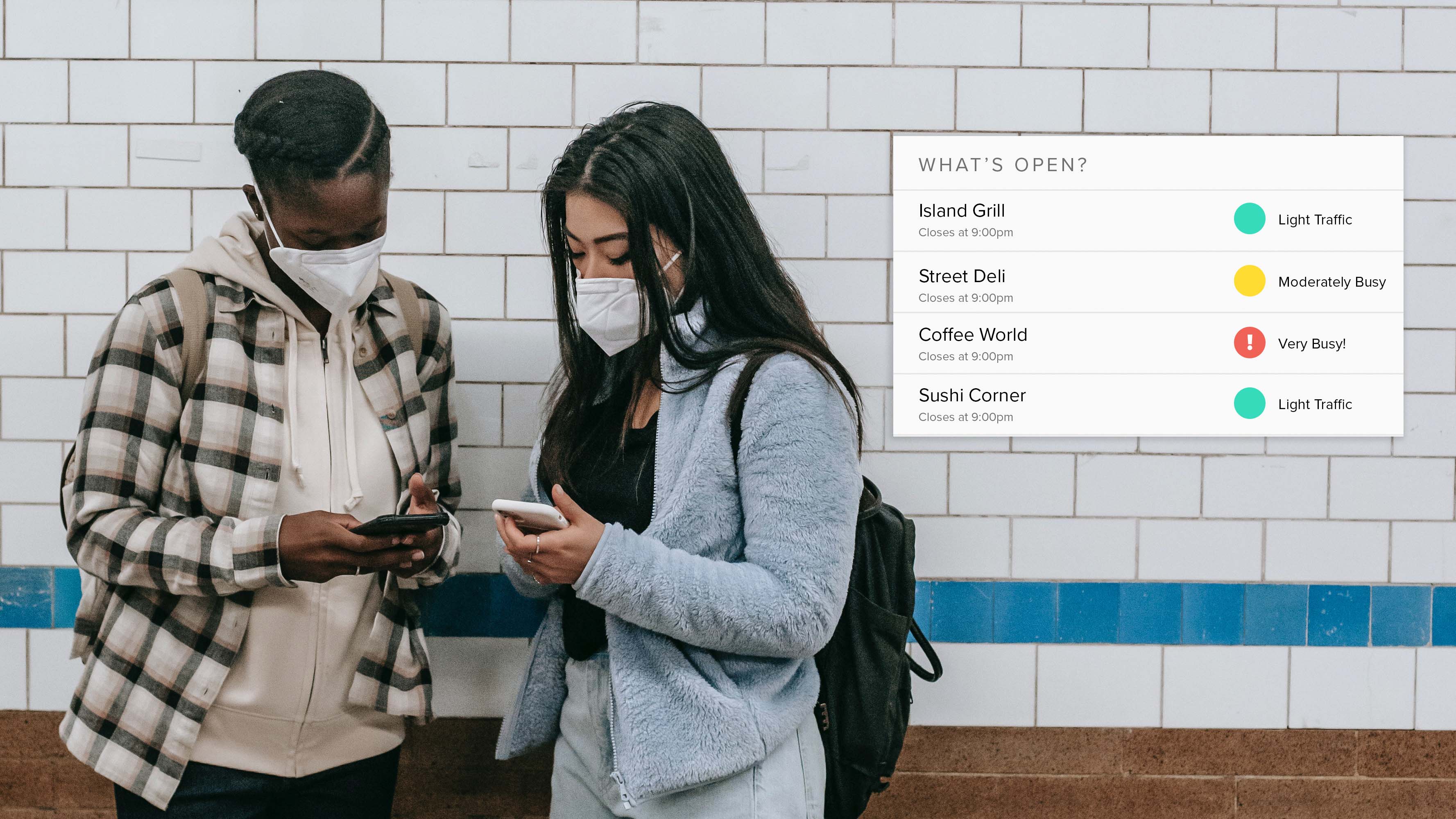 university students checking occupancy at school cafe on their phone